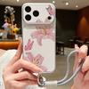 Watercolor Flowers Print Leather Lanyard Case For iPhone 18 Pro Max Hybrid TPU+PU Anti-skid Soft Cover For iPhone 17 16 15 14 13 Pro Max
