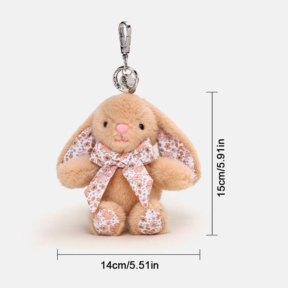 Flower Bowknot Plush Rabbit Keychain Soft Car Key Pendant Bag Hanging Pendant  Bag Backpack Decor