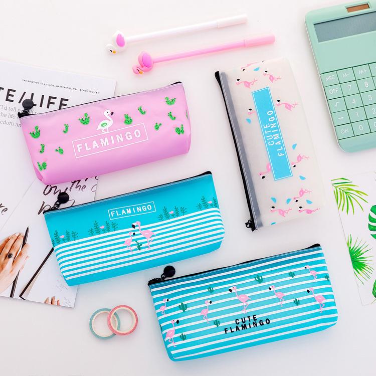 Mode Schreibwaren Reißverschlussbox Silikon Stifttasche Make-up Tasche Flamingo Federmäppchen Münzbörse