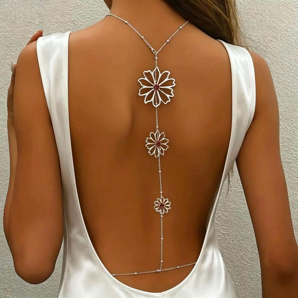 Fashion Women s Body Chain Back Chain All-In-One Necklace Waist Chain  Jewelry серебряный