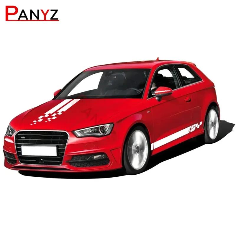 5PCS Universal Car Styling Side Skirts Hood Rearview Mirrors Decorative Auto Body Racing Sports Decals Car DIY Stripe Sticker