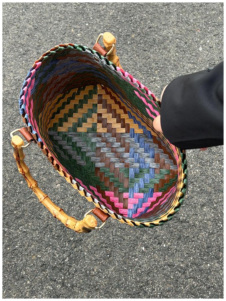 Handgefertigte bestickte Dackel gewebte Handtasche und Aufbewahrungskorb