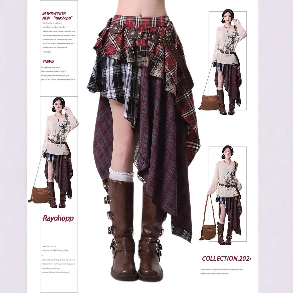 Retro Y2K Plaid Pleated Mini Skirt - High Waist, Sporty Style, Spring/Summer Fashion for Women