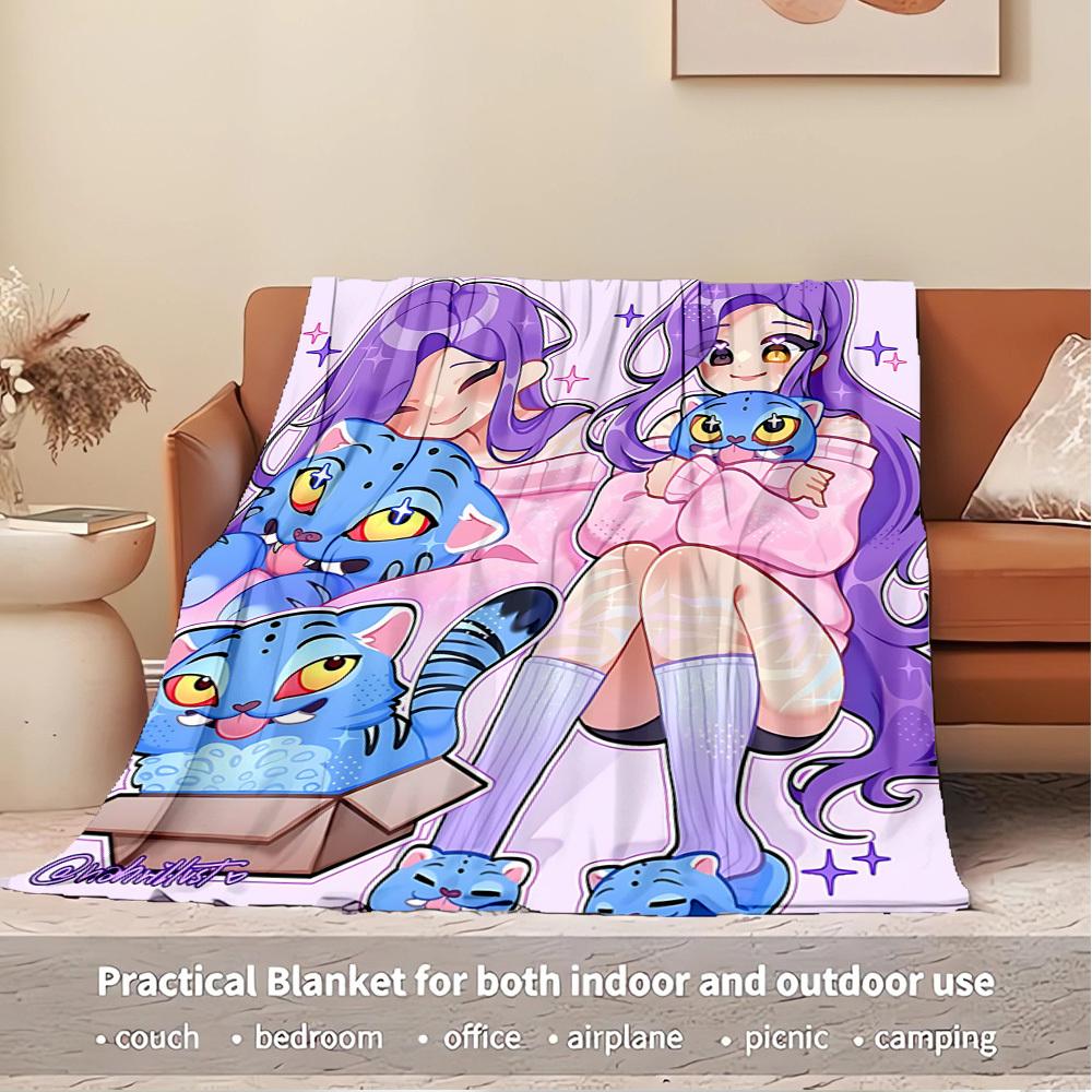 Grupo de Chicas Anime K-POP Manta Suave y Cálida Cuatro Estaciones Manta Gruesa de Punto de Poliéster para Todas las Estaciones para Cama, Camping, Viaje Regalo Perfecto