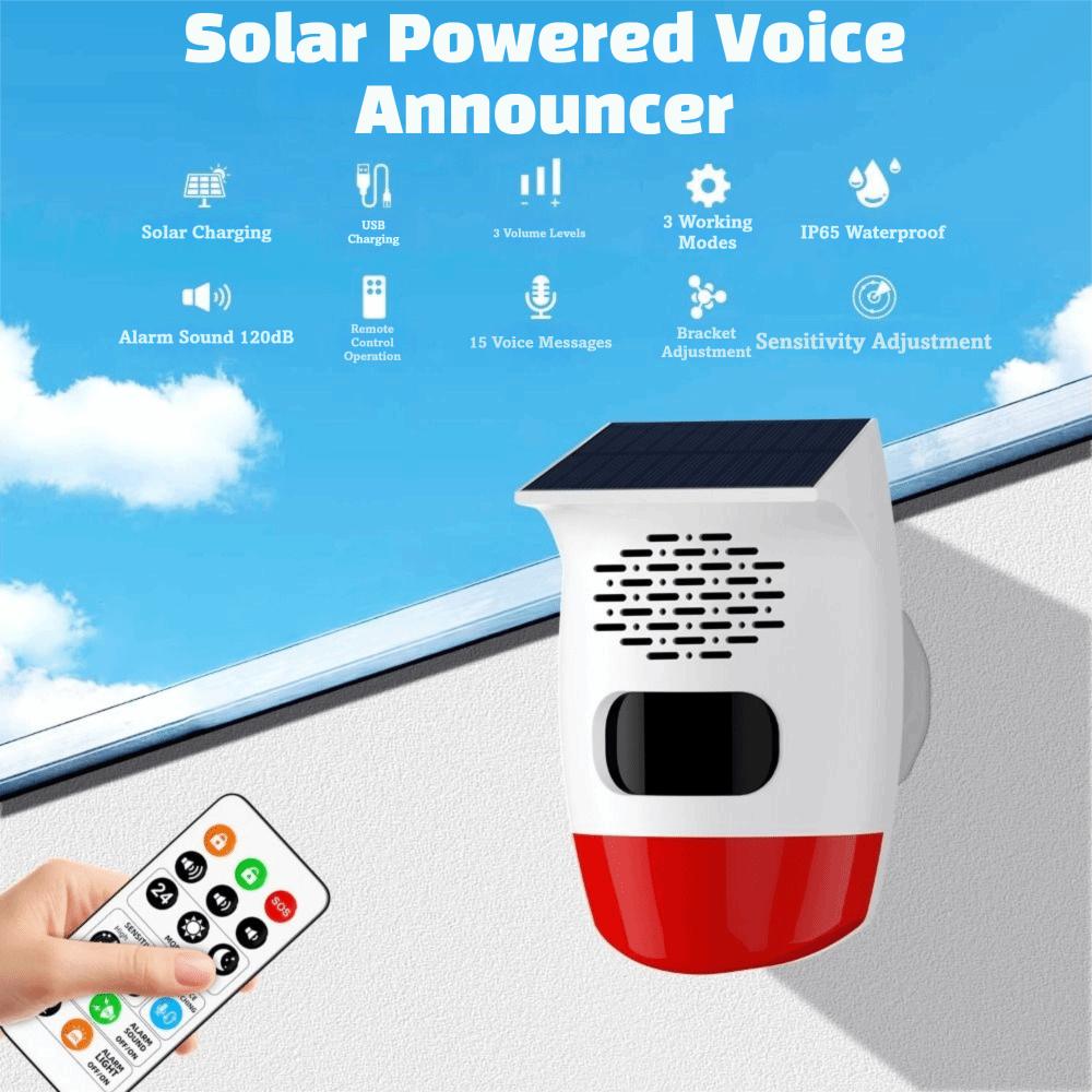 Rechargeable Solar Alarm Multifunctional Solar Charging Alarm Security Alarm Siren Garage Security