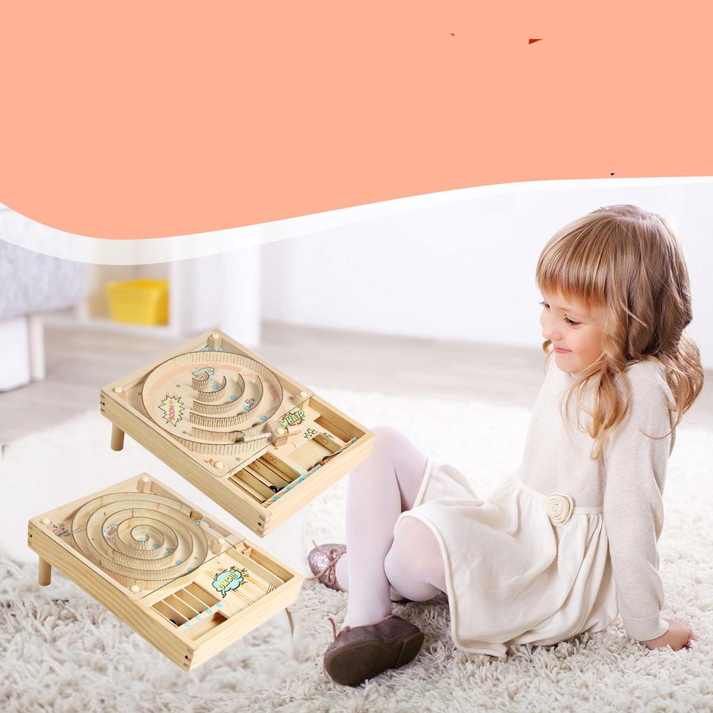 Wooden Pinball 3D Maze Children's Concentration Training Parent-child Interactive Desktop Educational Toy