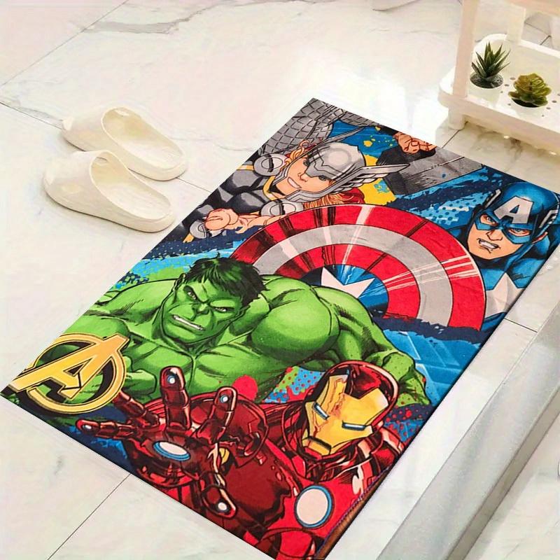 

1 шт. Коврик для пола Marvel Мстители Супергерои, Нескользящий коврик, Дизайн с персонажами мультфильмов, Мягкий велюр, Декор для комнаты, Моющийся 60cm by 90cm