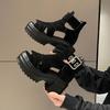 Platform Sandalias Female Hollow Fashion Sandals Boots Fish Mouth High Help Heel Summer Casual2024 Versatile Black Zapatos Mujer
