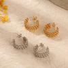 Stainless Steel Twist Wire Earrings Trendy Girl Light Luxury Titanium Steel 18K Gold Earrings