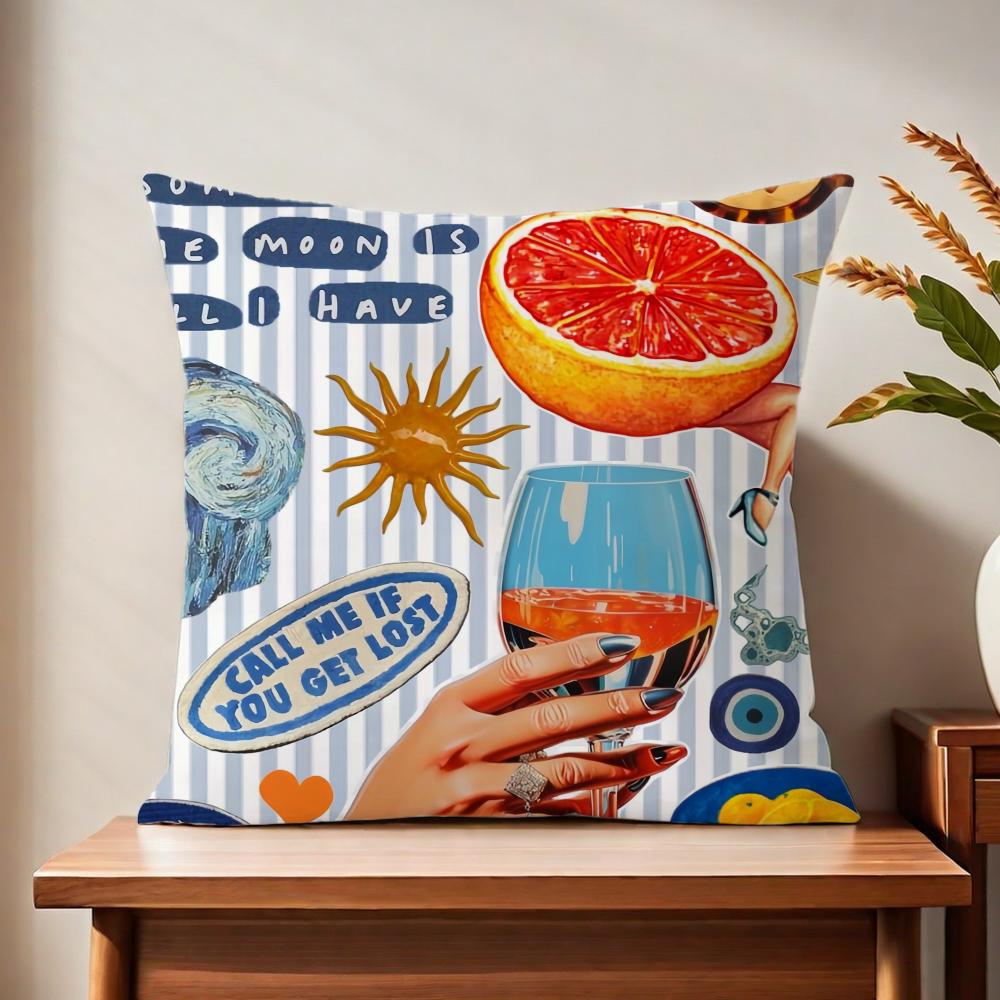 AAperol Logo SSpritzz Cushion Cover For Pillow Printing Sofa Decoration Home Car Room Coffee Shop Office Nordic Simplicity
