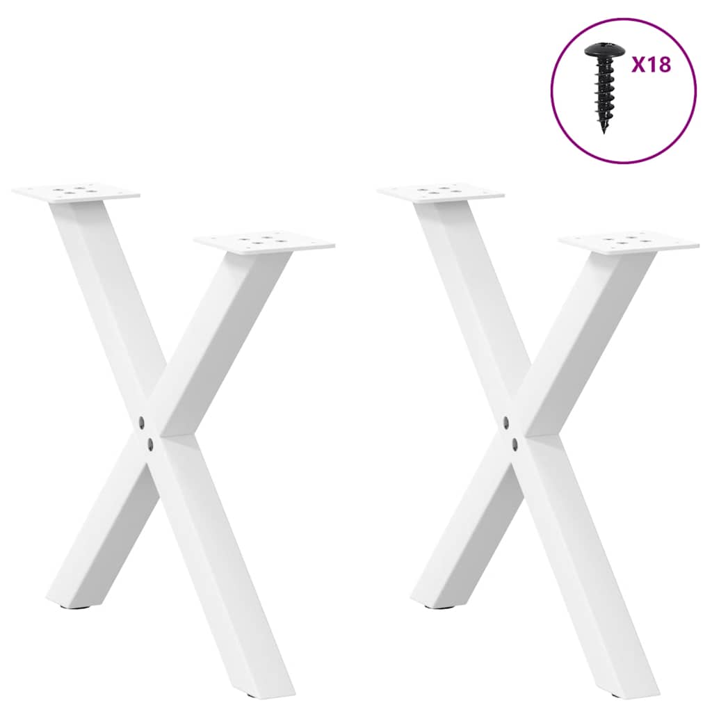 Vidaxl X-Shaped Coffee Table Legs 2 Pcs. White Steel