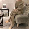 2025 Spring Elegant Solid Color Knit Sweater & Wide-Leg Pants Two-Piece Set for Women