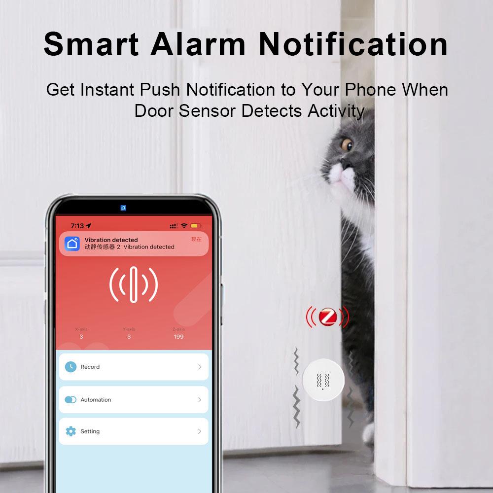 Tuya ZigBee Smart Vibration Tilt Sensor Real Time Monitor Door Window Detection Alarm Home Security Protection for Zigbee2MQTT