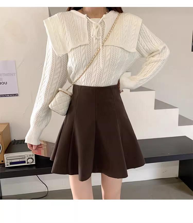 Women's Autumn College-Style Woolen Pleated A-Line Skirt (2025) - High-Waisted, Sweet & Spicy Short Skirt