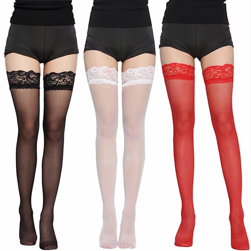 Fashion Versatile Style Red Stockings Sexy Lace for Women Summer Stockings JK Girl Socks Tight Breathable Stockings