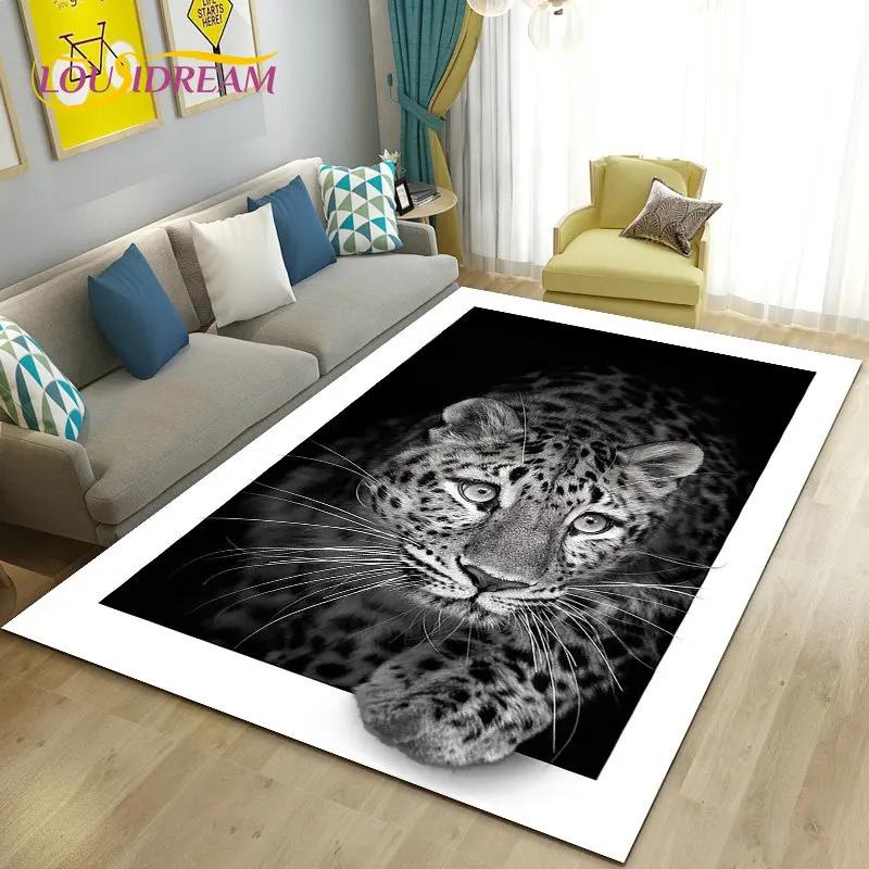 3D Cartoon Dier Luipaard Jachtluipaard Gebiedskleed Tapijt voor Woonkamer Slaapkamer Speelkamer Sofa decoratie huis Antislipkleed Vloermat Zacht