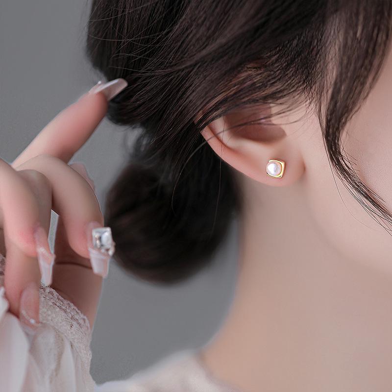 S999 Silver Needle Freshwater Pearl Stud Earrings - New 2025 Bestseller, Lightweight Luxury Summer Earrings for Women