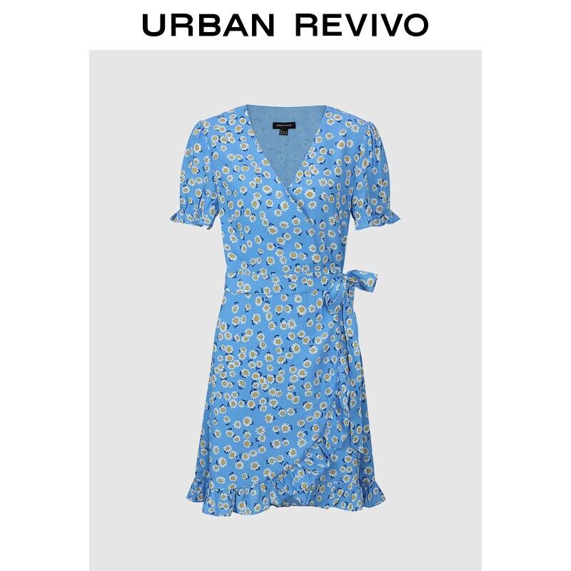 

UR Women s Casual Floral Print Puff Sleeve Mini Dress XL