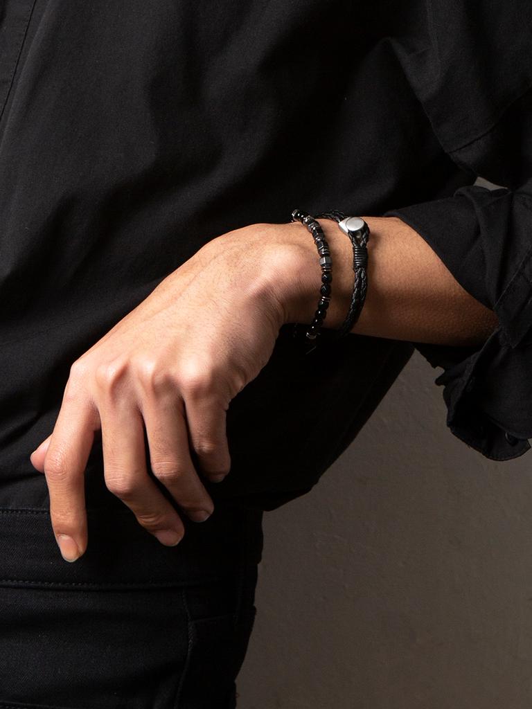 Shoveoff [Set] Svb-#198 Leather/Onyx Bracelet Set