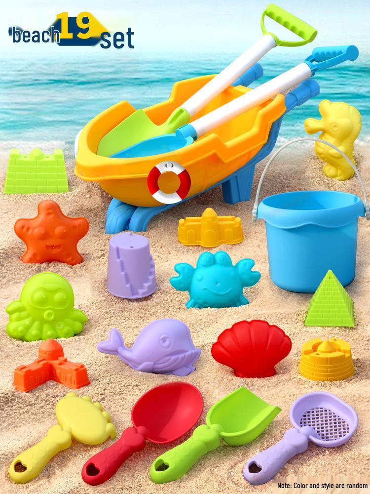 Interactive Educational Beach Toy Set: Ocean Sand Molds, Sprinkler, Shovel, Sand Timer, and Water Play Kit