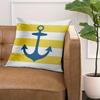 1 Piece Navy Blue Anchor and Yellow Ocean Stripe Polyester Pillowcase - Modern Nautical Home Decor