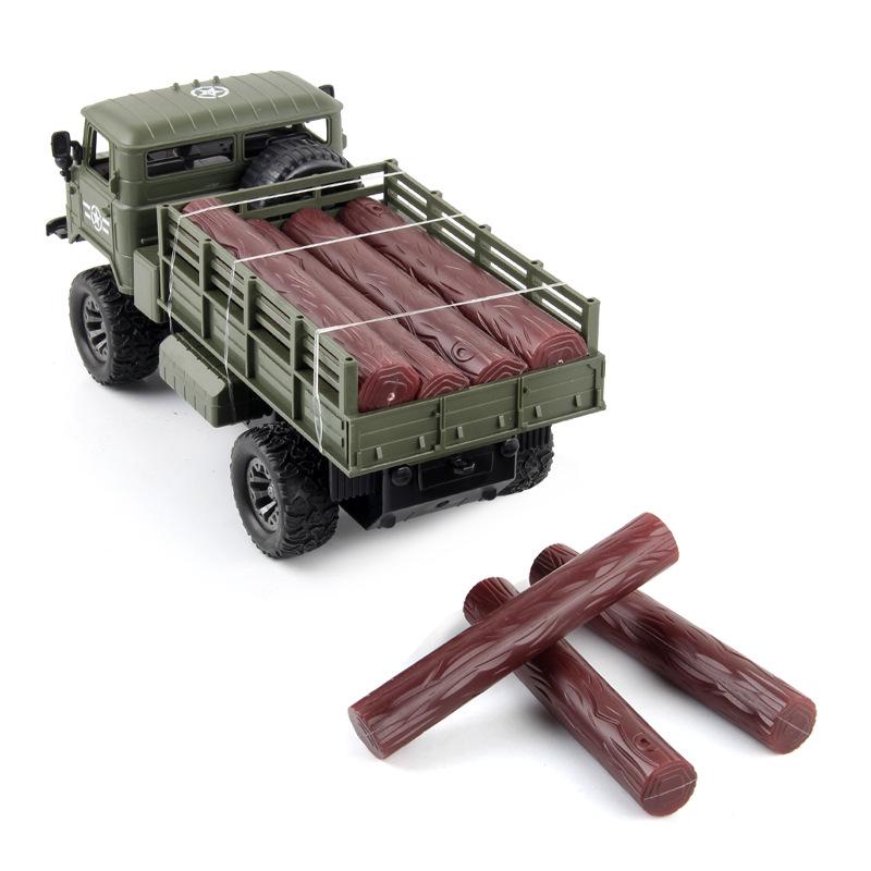 Four-Wheel Drive RC Military Transport Vehicle with USB Charging, LED Lights, and Climbing Rubber Tires