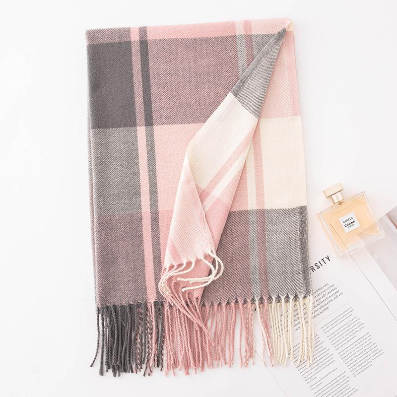 Imitation Cashmere Plaid Scarf for Women Autumn and Winter New High End Atmosphere Couple Dual Use Scarf Warm Shawl