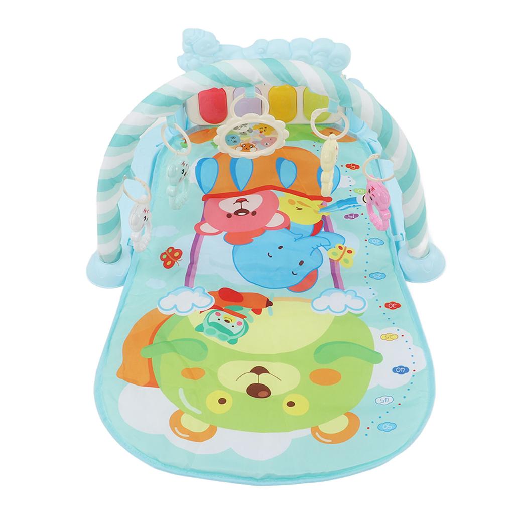 Dětská hrací podložka s pianem na kopání, ukolébavky, světla, vzdělávací, dětská hudební fitness hrací podložka, modrá