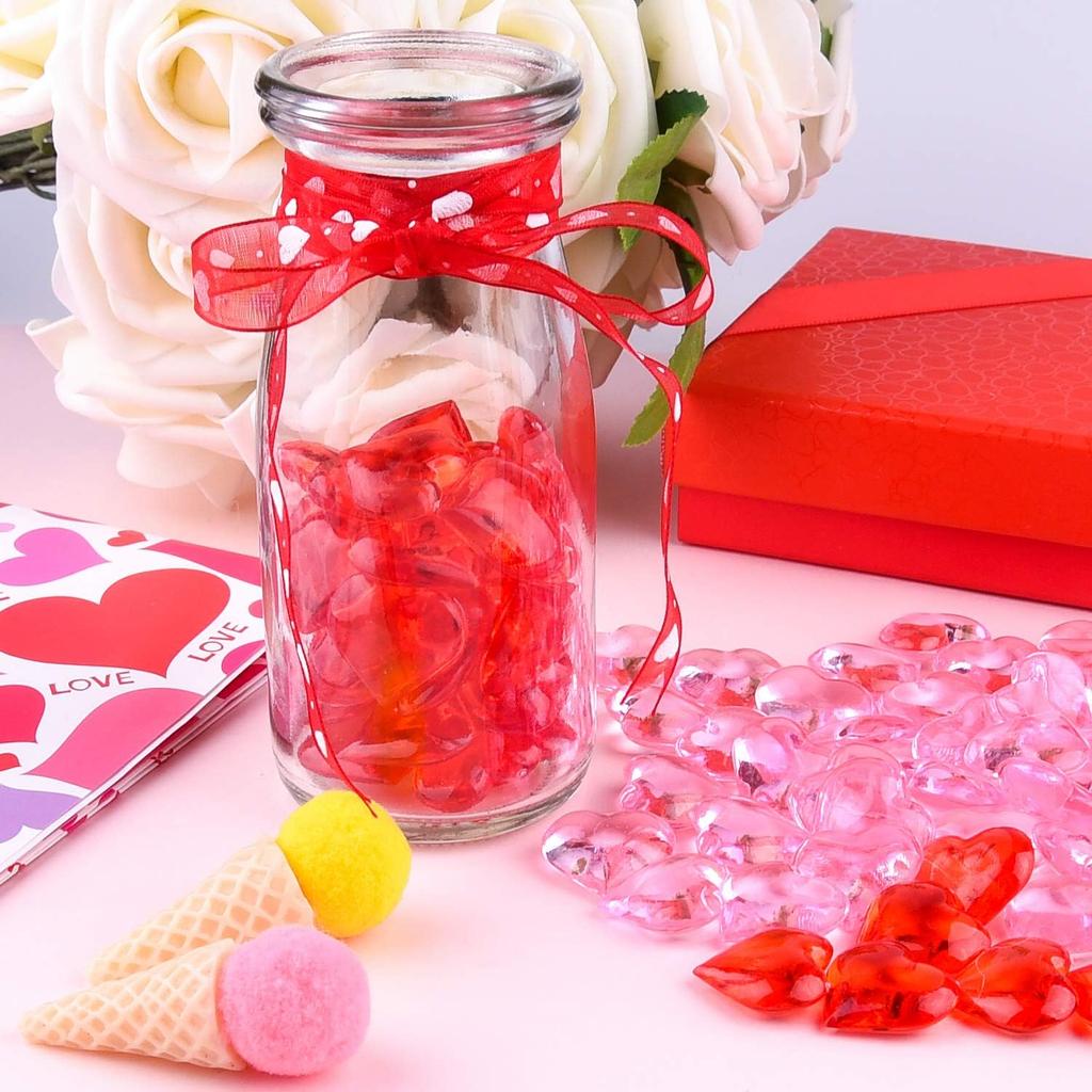TUPARKA Acrylic Hearts Red Acrylic Hearts for Table Decoration/Home Decoration/Vase Fillers in Valentine's Day or Wedding Day
