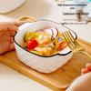 Double-Ear Ceramic Rice & Soup Bowl, Microwave-Safe, Anti-Scald, Thick Design