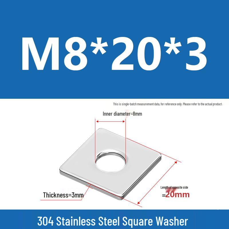 304 Stainless Steel Thickened Square Washer for Curtain Wall (M4-M16)