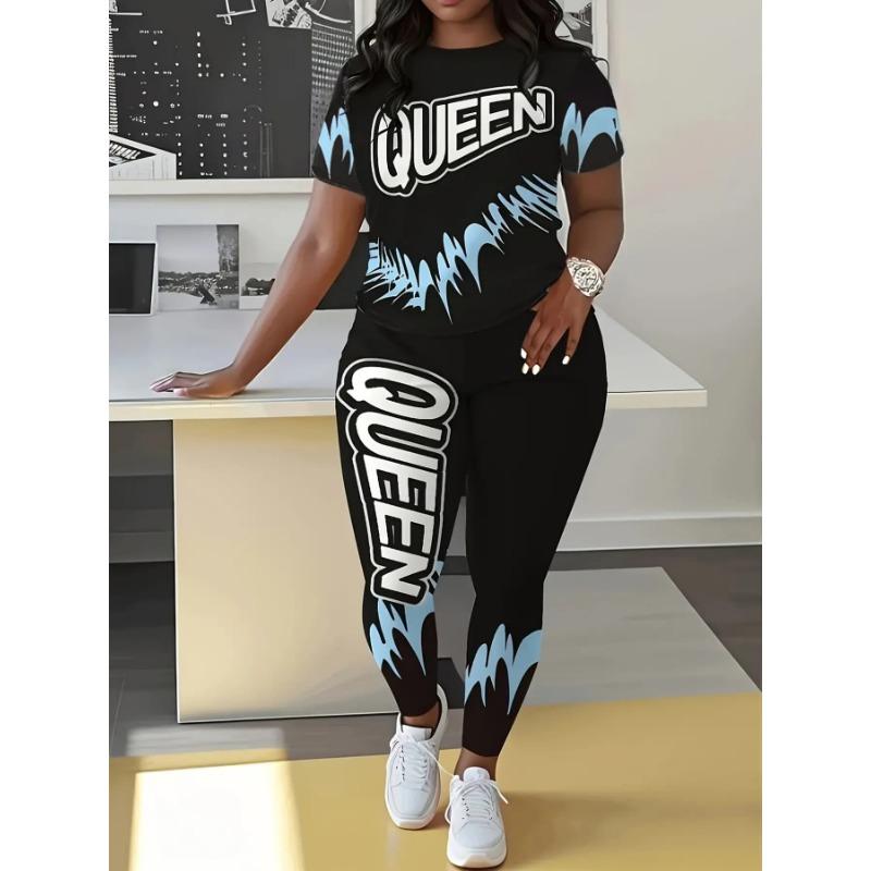 Women 2Pcs Yoga Set Short Sleeve Top High Waist Long Leggings Stretch Fitness Sportswear