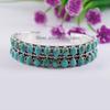 Kingman Turquoise Cuff Bracelet, 925 Sterling Silver 2 Line Boho Bangle