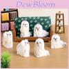 Adorable Resin Maltese Dog Figurine With Pink Bow Miniature Desk Decor