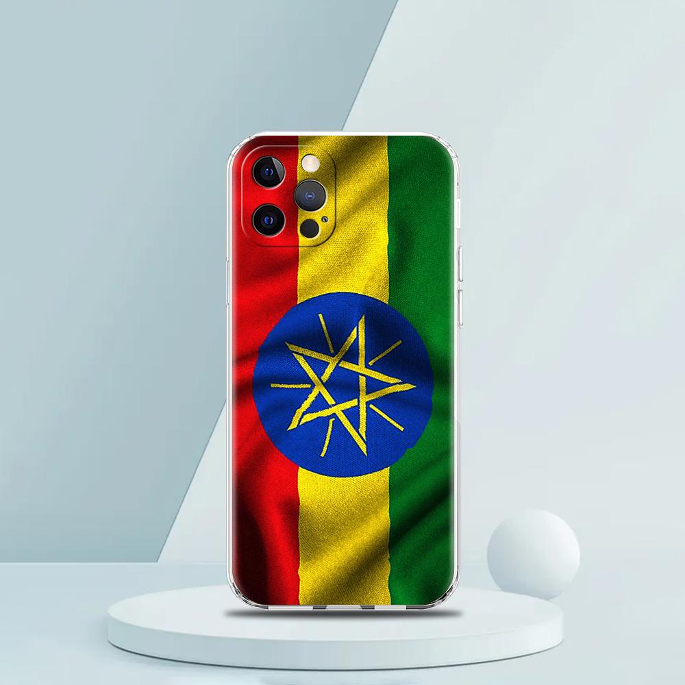 Ethiopia Flag Phone Case For iPhone 15 14 13 12 Mini 11 Pro Max XS X XR 7 8 Plus Clear Shockproof Silicone TPU Cover