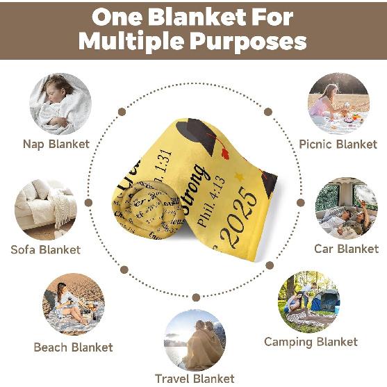 2025 Graduation Gifts for Him Her Graduation Blanket College Graduation Gifts for Women Men Class of 2025 Throw Blanket Senior Middle High School
