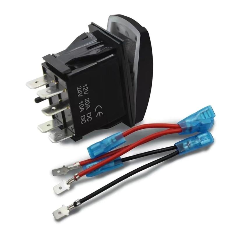 2Pcs 12V 20A Blue LED Light Waterproof Boats Marine Toggle Switches 5 Pin 2 Positions Rocker Switches Easy to Install