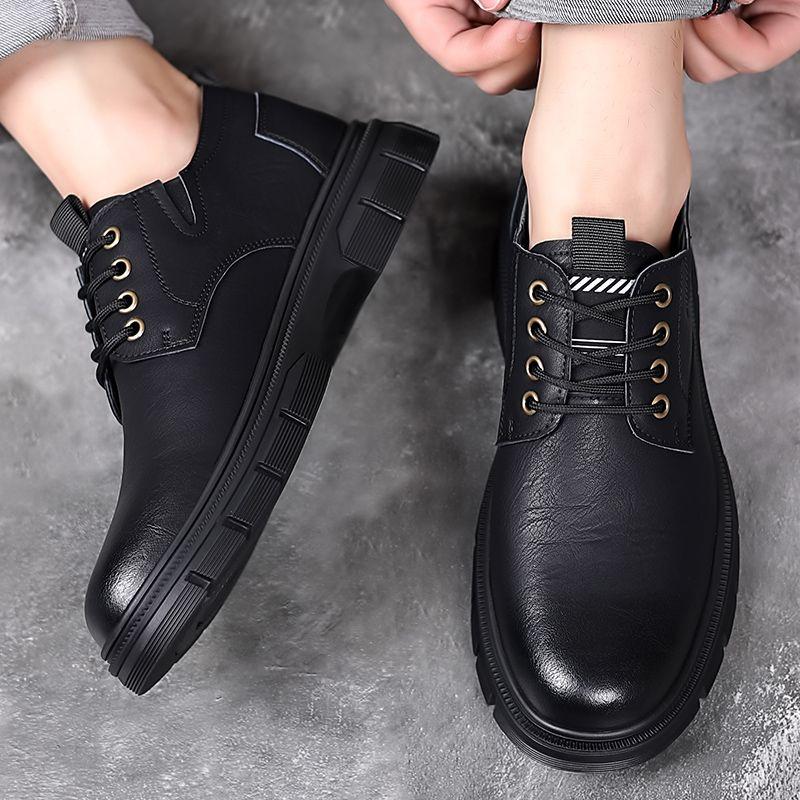 Fashion Low Heel Black Man Casual Shoe Plain Adults Fashion 2025 Comfortable Summer Sale Luxury Legitimate Trend Leather Shoes for Men