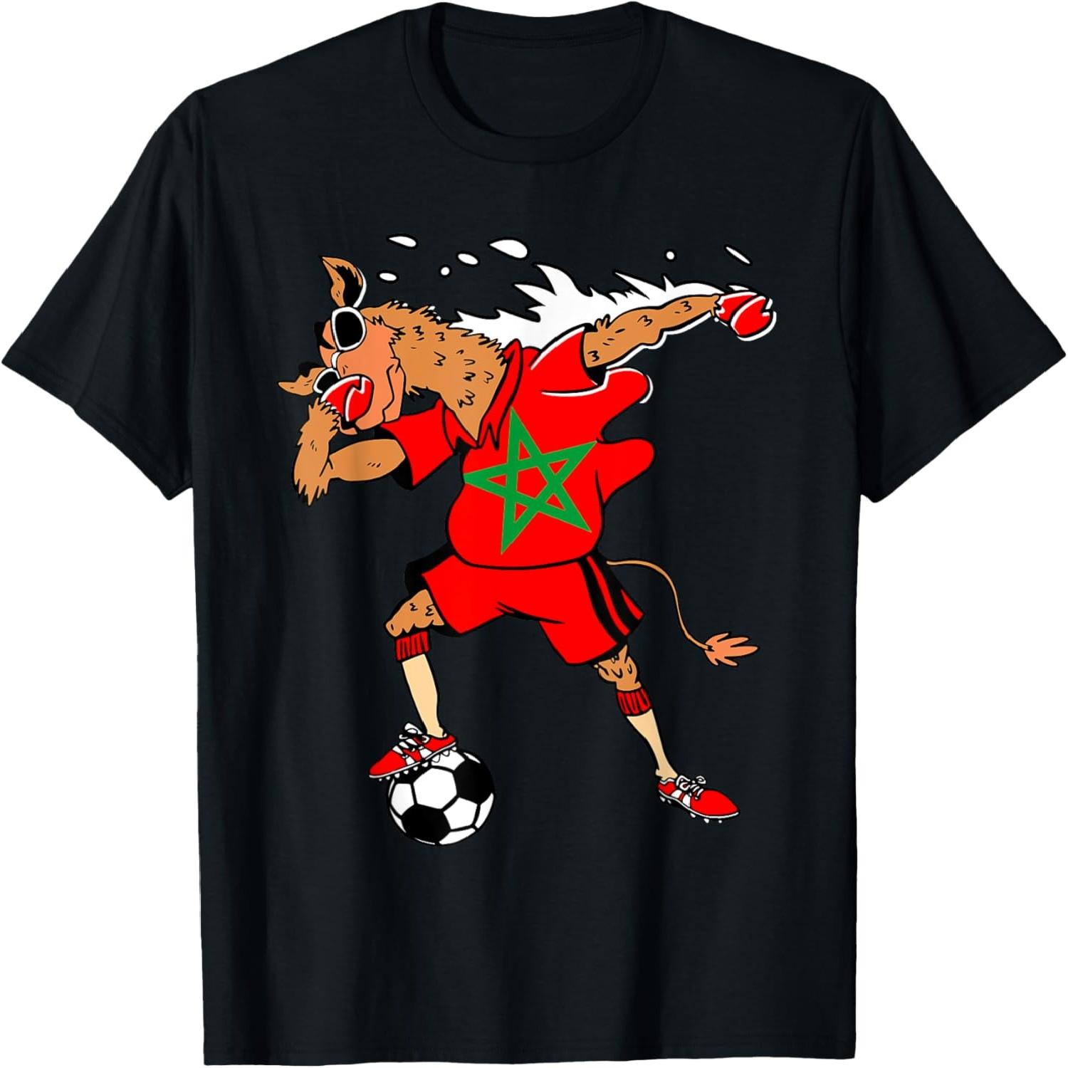 Moroccan Camel Morocco Flag Soccer, Rabat Football Player T-Shirt S