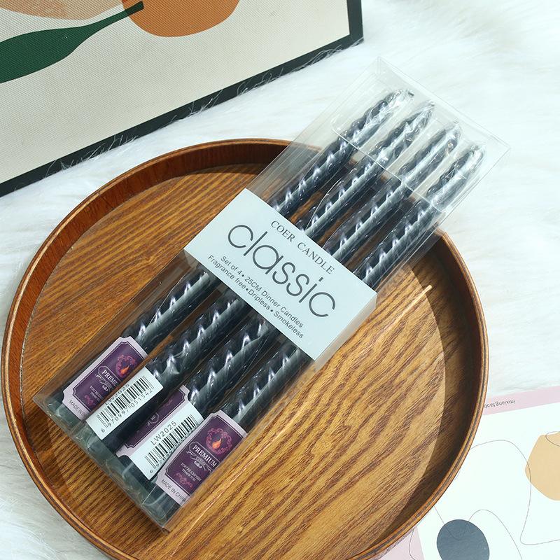 Colorful European-style Electroplated Threaded Long Pole Candles Christmas Wedding Birthday Chinese Valentine's Cone Candles Romantic Decoration