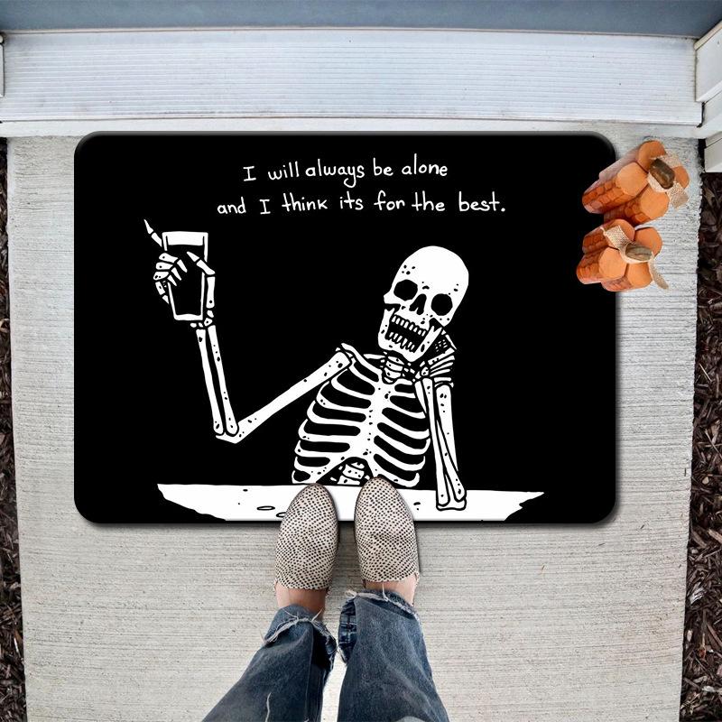 Halloween Skull Floor Mat, Absorbent Foot Pad, Easy To Take Care Of At Home, Dirt-Resistant Door Mat Can Be Labeled