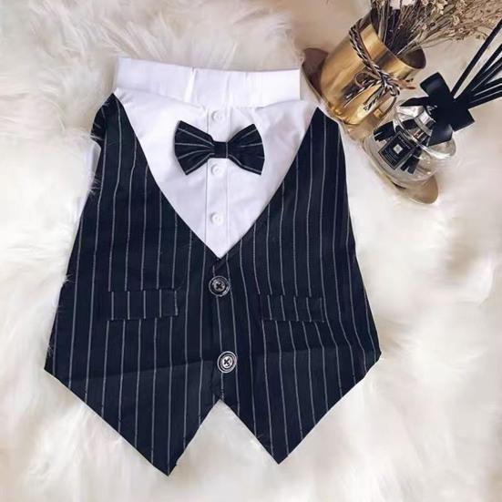 Pet Suit Bowtie Short Sleeve Cat Outfit Dog Wedding Suit Formal Shirt for Small Dogs