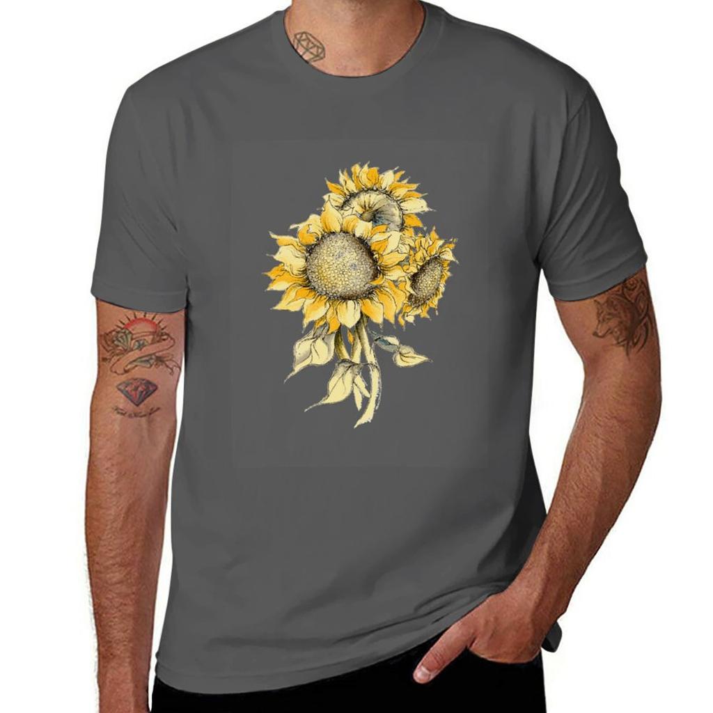 Yellow Sunflowers TShirt Cute Tops Blanks Designer T Shirt Men