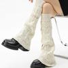 Wide Leg Slimming Flared Leg Warmers JK Slouch Socks Knitted Leg Warmers Y2K Hot Girl Socks Heart Cutout Girlish
