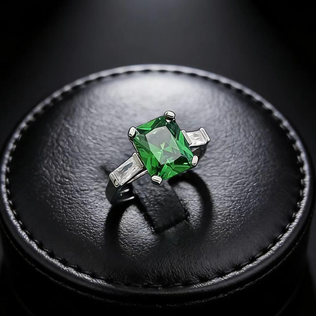 Handicraft Imitation 8 * 10 Rectangular Ruby Ring Light Luxury High-End Square Colored Treasure Ring Jewelry