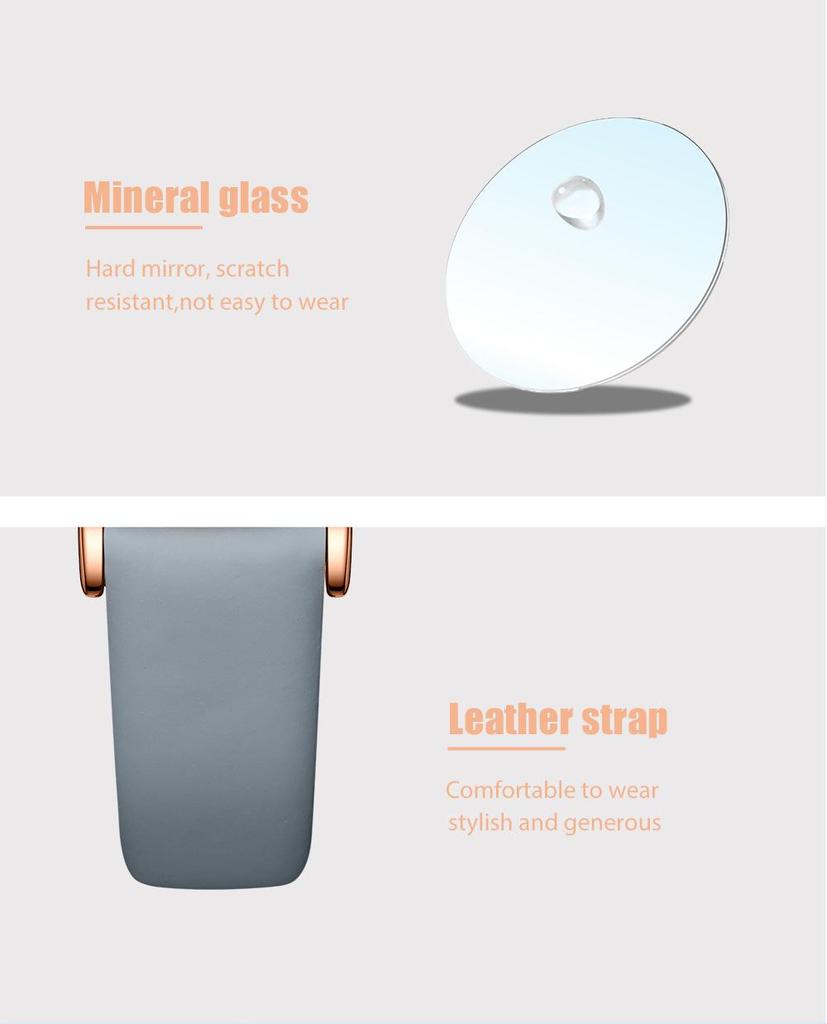 CURREN 9079 Women's Ultra-Thin Leather Strap Watch with Roman Numerals, Small Dial, Waterproof.