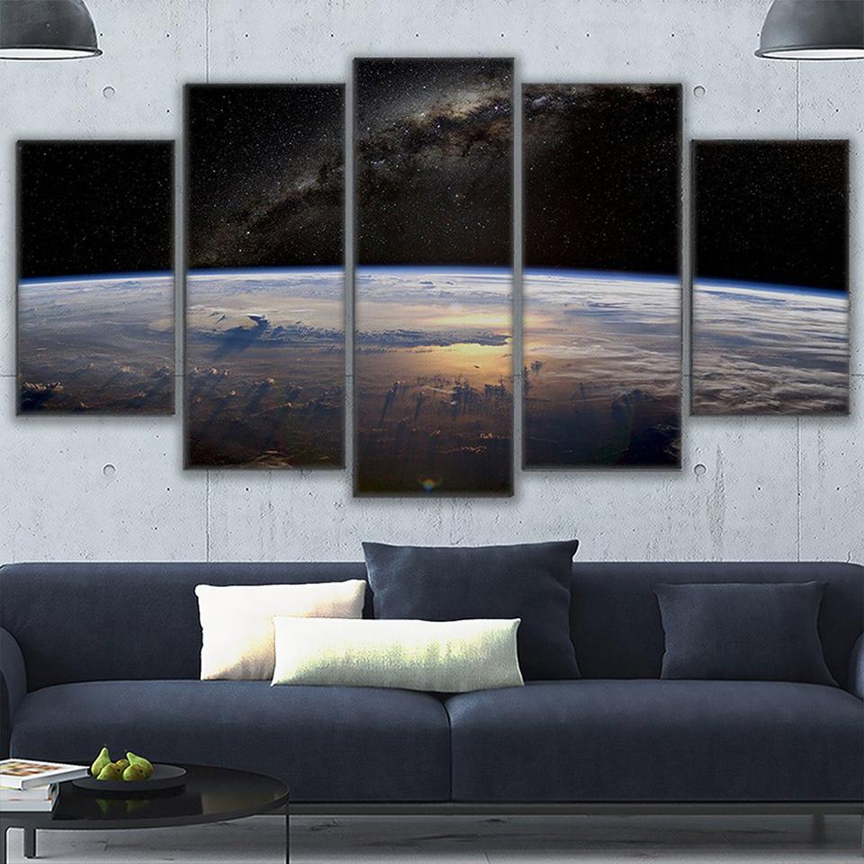 5 Panel Space Universe Planet Landscape Earth Surface Pictures Posters Wall Art Home Decor Canvas HD Prints Paintings Decoration