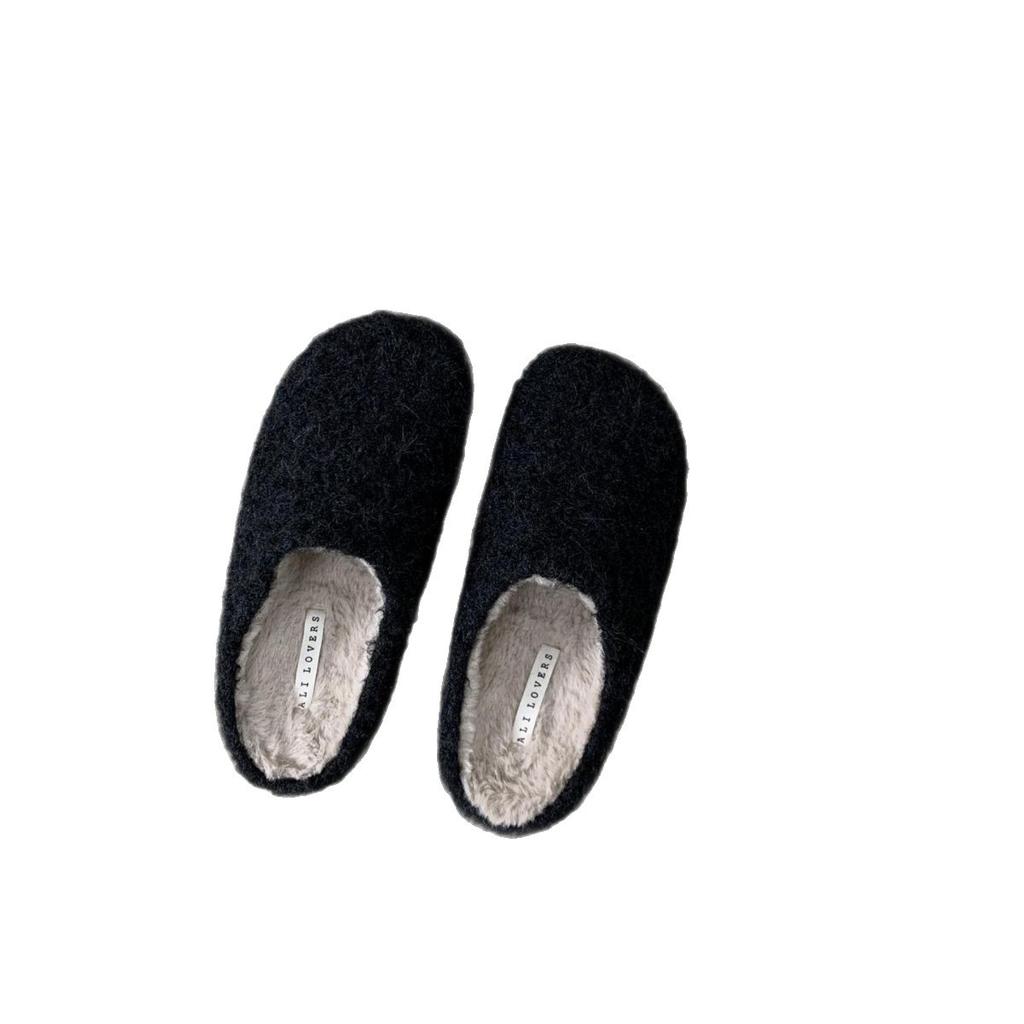 Baotou Fluffy Half Slippers for Women To Wear Outside Autumn and Winter 2025 New One-pedal Thick-soled Plush Thermal Cotton Slippers