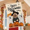 Happy Halloween Garden Flag - Double-Sided Smiling Pumpkin & Playful Dogs Polyester Decorative Banner, Indoor/Outdoor Welcome Yard Flag,  No Electrici