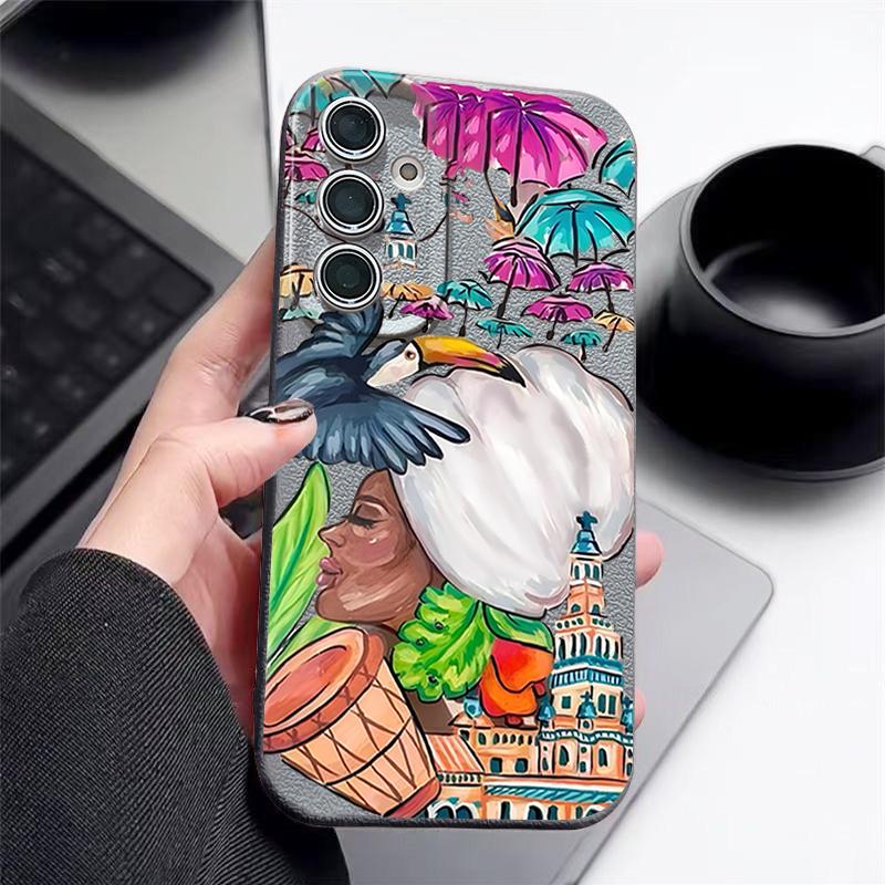 Tropical-style Toucan Pattern Case For Samsung Galaxy A57 A56 A55 A54 5G A37 A36 A35 A34 A17 A16 A15 A14 Leather Texture Silicone Cover